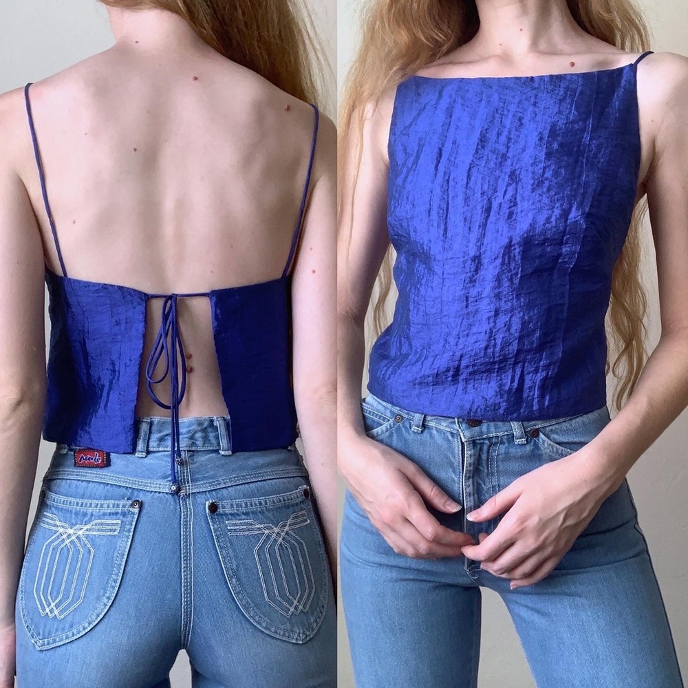 Vintage 1990s open back square neck crop top
